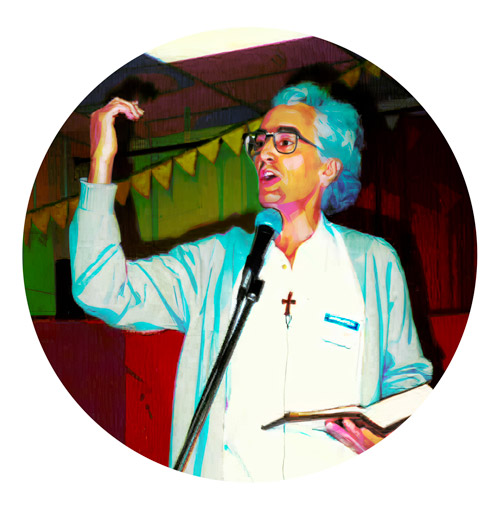 Père Gérard Marier prêchant