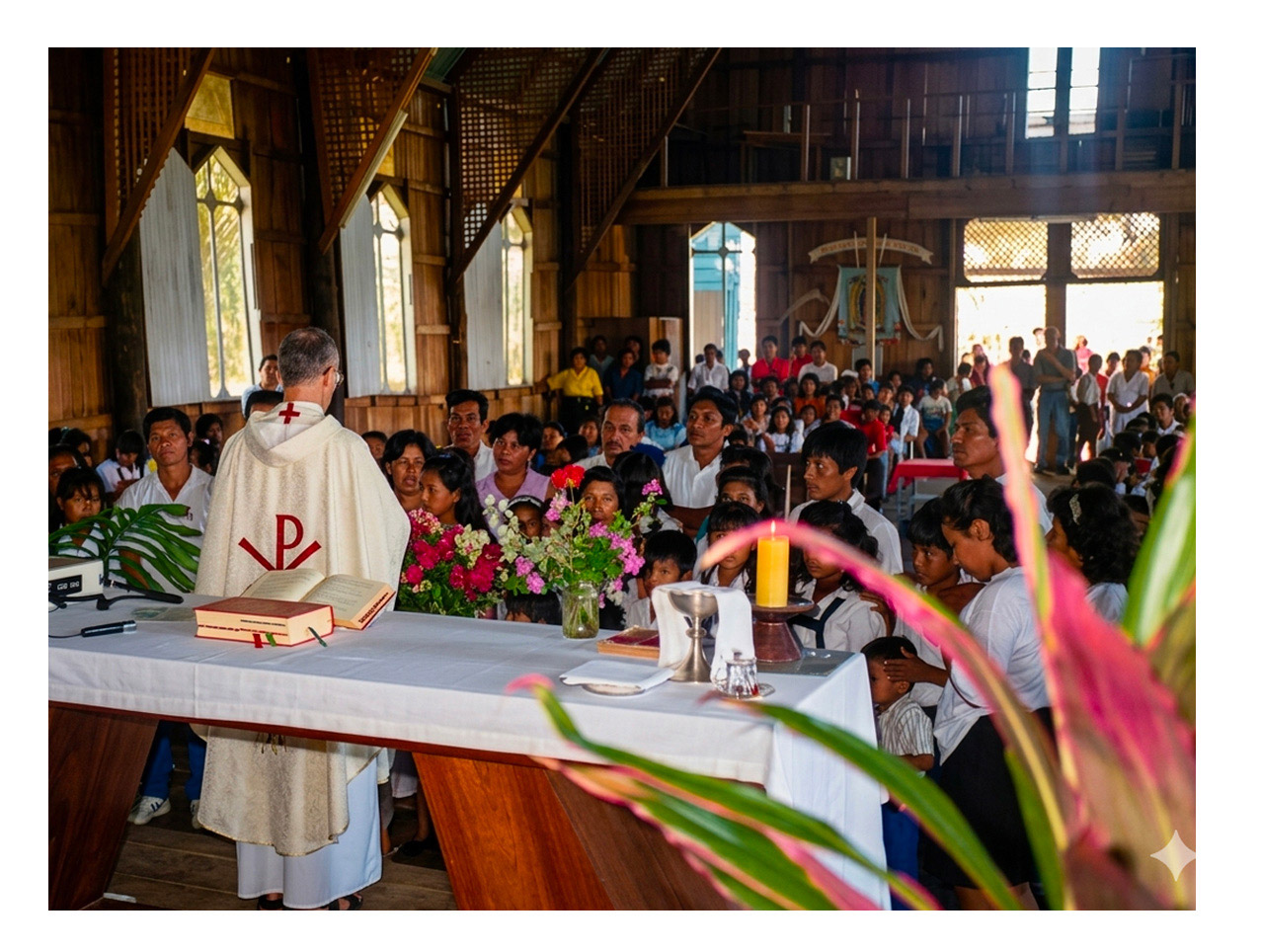 Célébration eucharistique dans une chapelle amazonienne